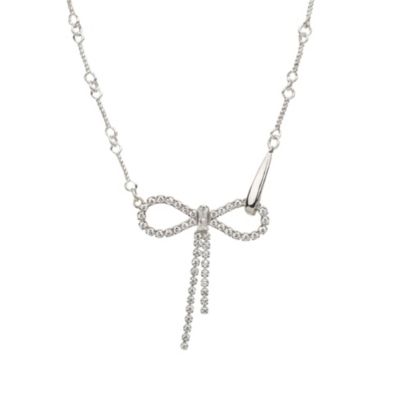 Sterling Silver 18k Gold Plated Camelie Crystal Ribbon Chain Necklace