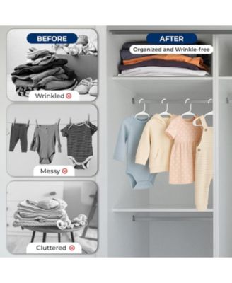 40 Pcs. Non-Slip Plastic Kids Hangers - Durable and Space-Saving Closet Organizers for Infants, Toddlers, and Kids' Clothing (White