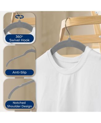 Velvet Shirt Hanger Set with 50 Non-Slip Heavy-Duty Space-Saving Coat Hangers and 360&amp;#xB0; Swivel Hooks for Clothes