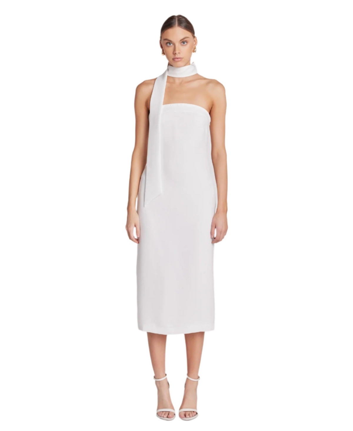 Women's Choker Tie Midi Dress - White
