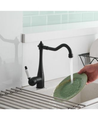Traditional Single-Handle Standard Kitchen Sink Faucet in Matte Black
