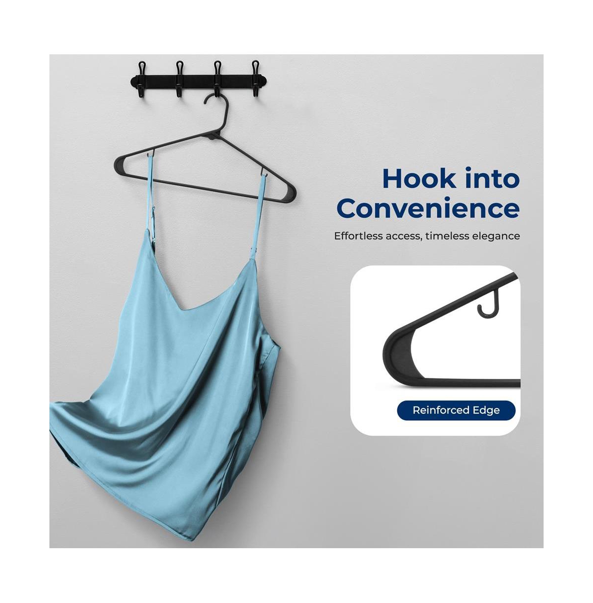 SereneLife 20 Pcs. Plastic Hangers - Non-Slip, Sturdy, and Heavy Duty Coat Set with 360° Swivel Hook for Clothes (Black)