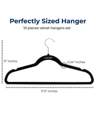 10 Pcs. Velvet Hangers - Non-Slip, Sturdy, and Heavy Duty Coat Set with 360&amp;#xB0; Swivel Hook for Clothes (Black)