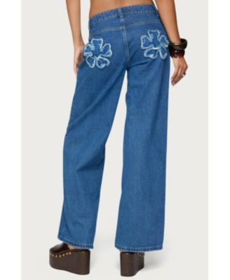 Women's Flower Patch Low Rise Jeans