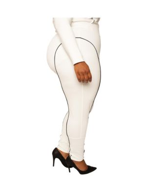 Plus Size High Rise Ponte Moto Style Leggings