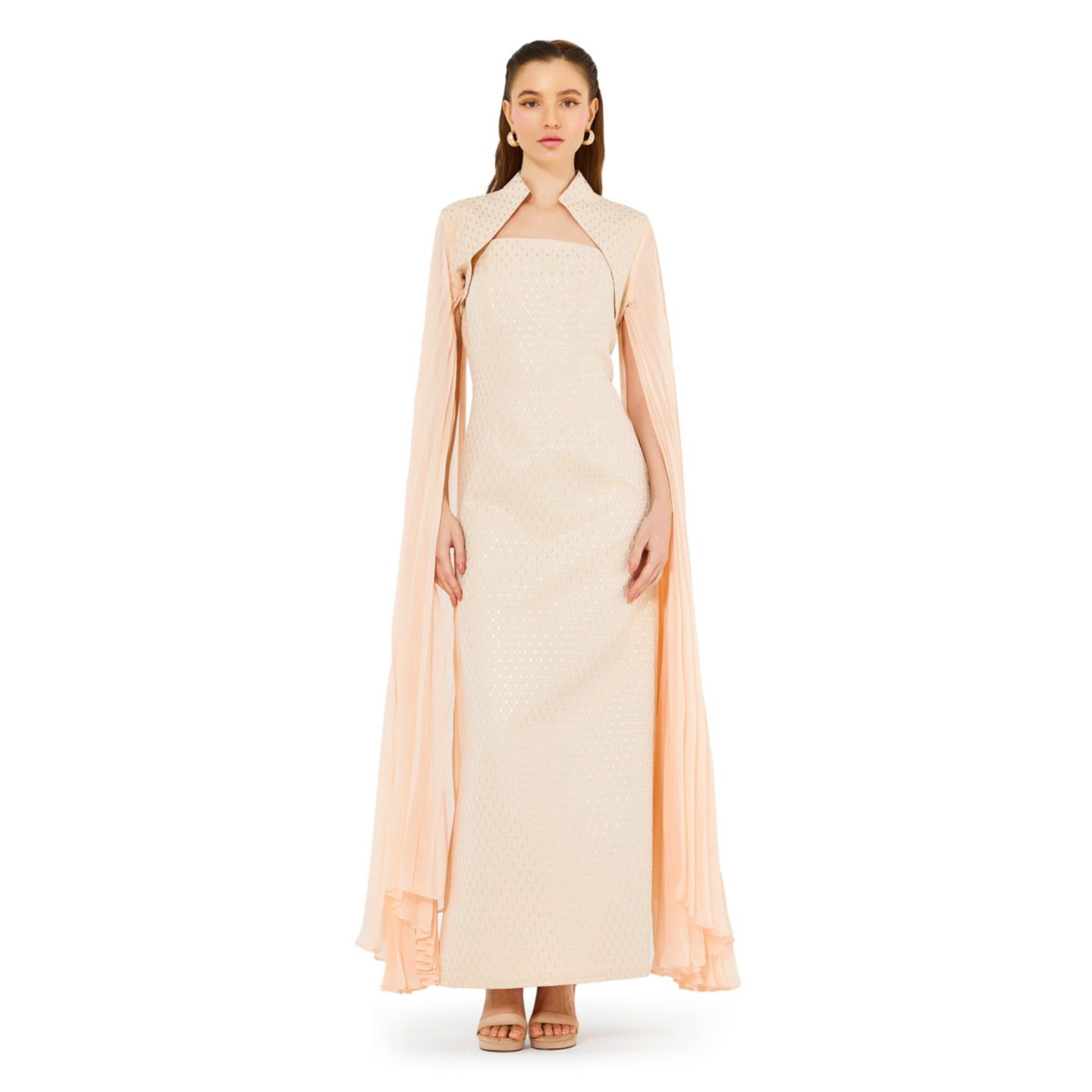 Женское платье AMRI Strapless Column Dress With Detachable Cropped Cape Jacket, цвет: Светлый розовый — фото 1