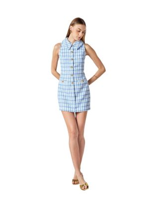 Women's Tweed Halter Check Mini Dress