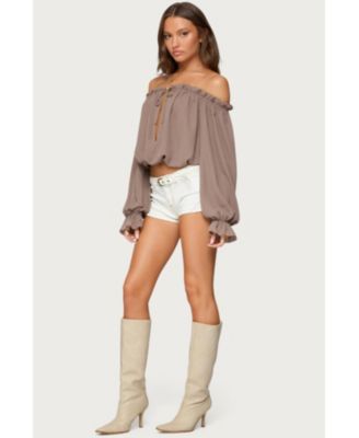 Women's Juna Off Shoulder Ruffle Chiffon Top