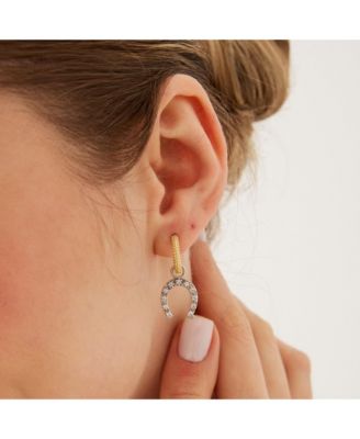 Gold Vermeil Hoop Sterling Silver Horseshoe Equestrian Earrings