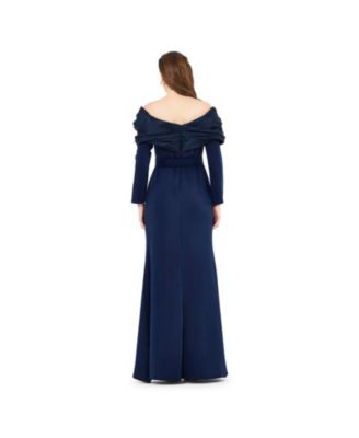 Women's Ruched Drape Off-The-Shoulder Wrap Over Gown