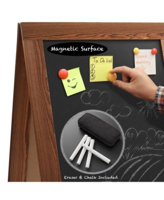 40" x 20" A Frame Chalkboard Sign, Rustic Brown Double-Sided Magnetic Wooden Menu Board for Cafes, Sandwich Shops, Sidewalks, and Weddings
