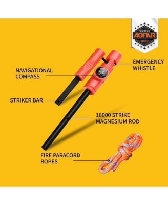 Fire Starter AF-381plus Fire Steel with Paracord and Whistle for Camping, Hiking, Hunting, Backpacking, Boating, Emergency Rescue…