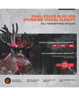HX1600 Hunting Rangefinder with Dual-Color OLED Display, Ultra-Clear Optics with 95%+ Transmittance of Glass, 1600 Yards with Angle and Horizontal Distance, Range, Scan, Speed Mode, Waterproof