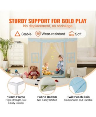 Castle Play Tent for Kids with Mat Tent Lamp and Windows Indoor Outdoor Playhouse