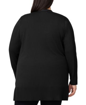Plus Size Ribbed-Trim High-Low Cardigan Sweater