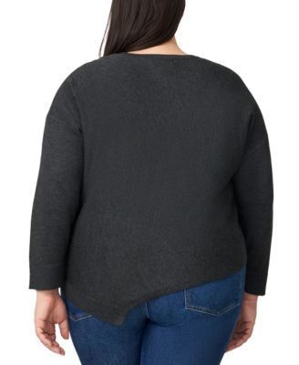 Plus Size Asymmetric-Hem Tunic Sweater