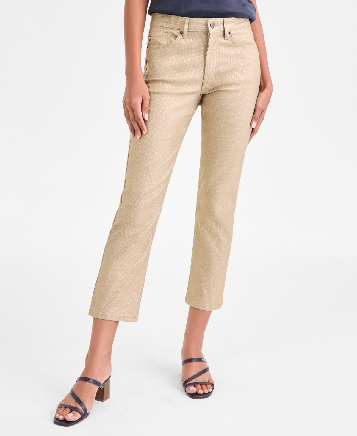 Tommy Hilfiger Women's Foiled Straight-leg Jeans In Neutral