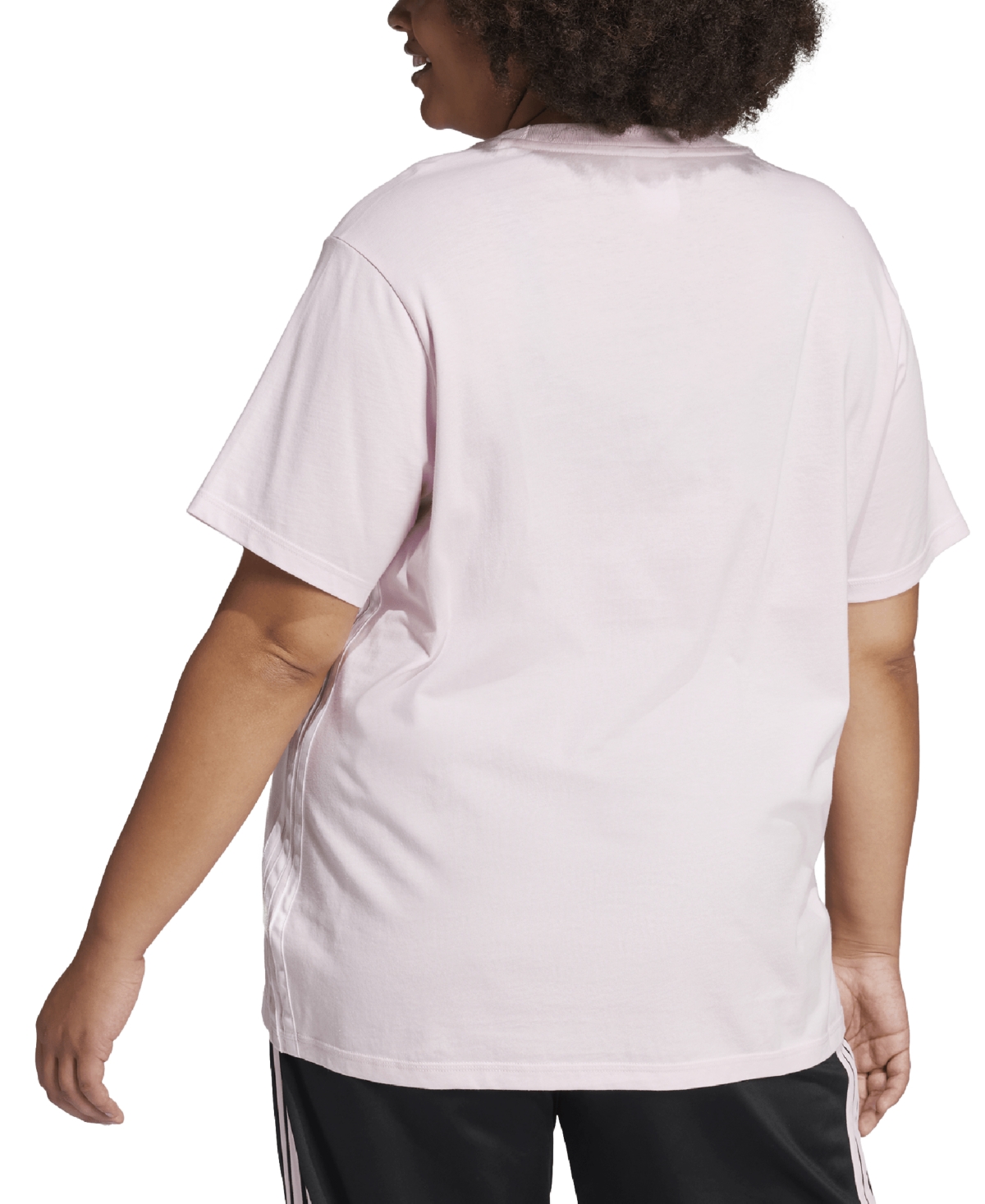 Adidas Originals Plus Size Essentials Cotton Crewneck Short-sleeve Logo T-shirt In Pink