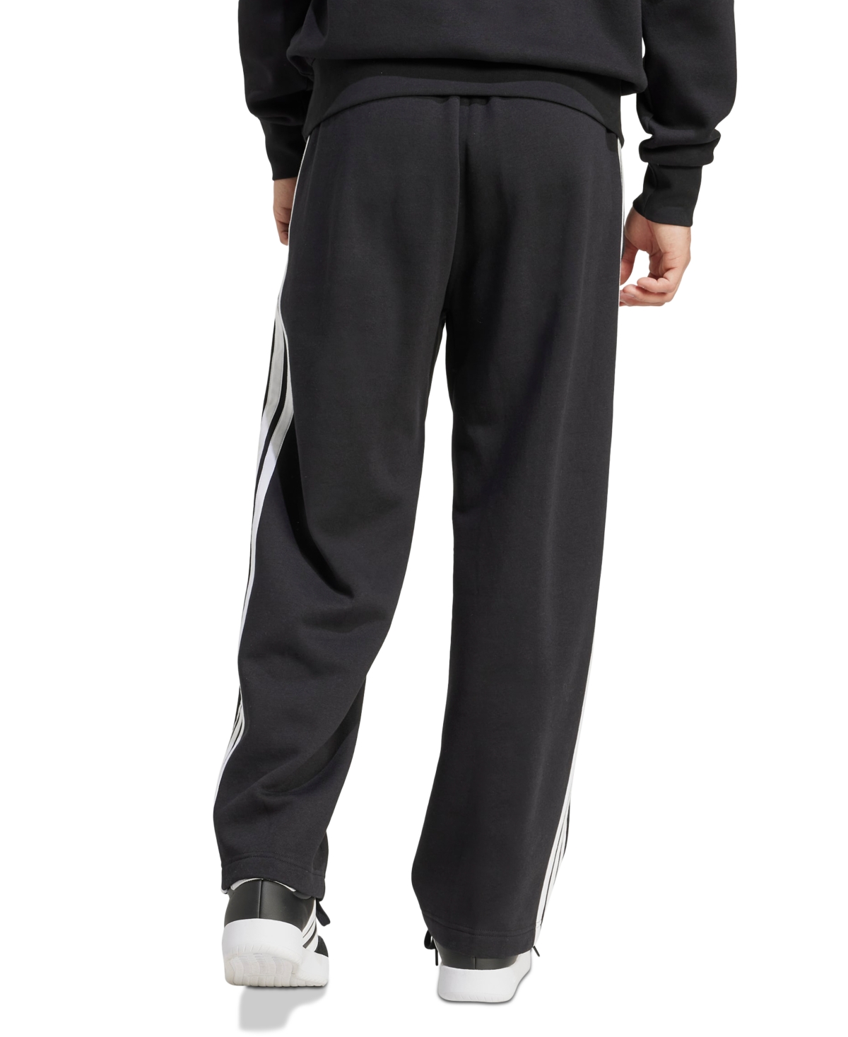 Adidas Originals Men's Wide-leg 3-stripes Fleece Pants In Black
