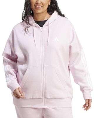 adidas Plus Size Essentials 3-Stripes Full-Zip Fleece Hoodie - Macy's