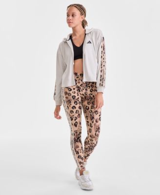 Women's Animal-Print 3-Stripe French Terry Zip Hoodie