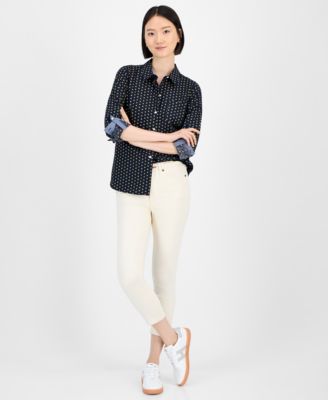 Women's Cotton Foulard Button-Front Shirt