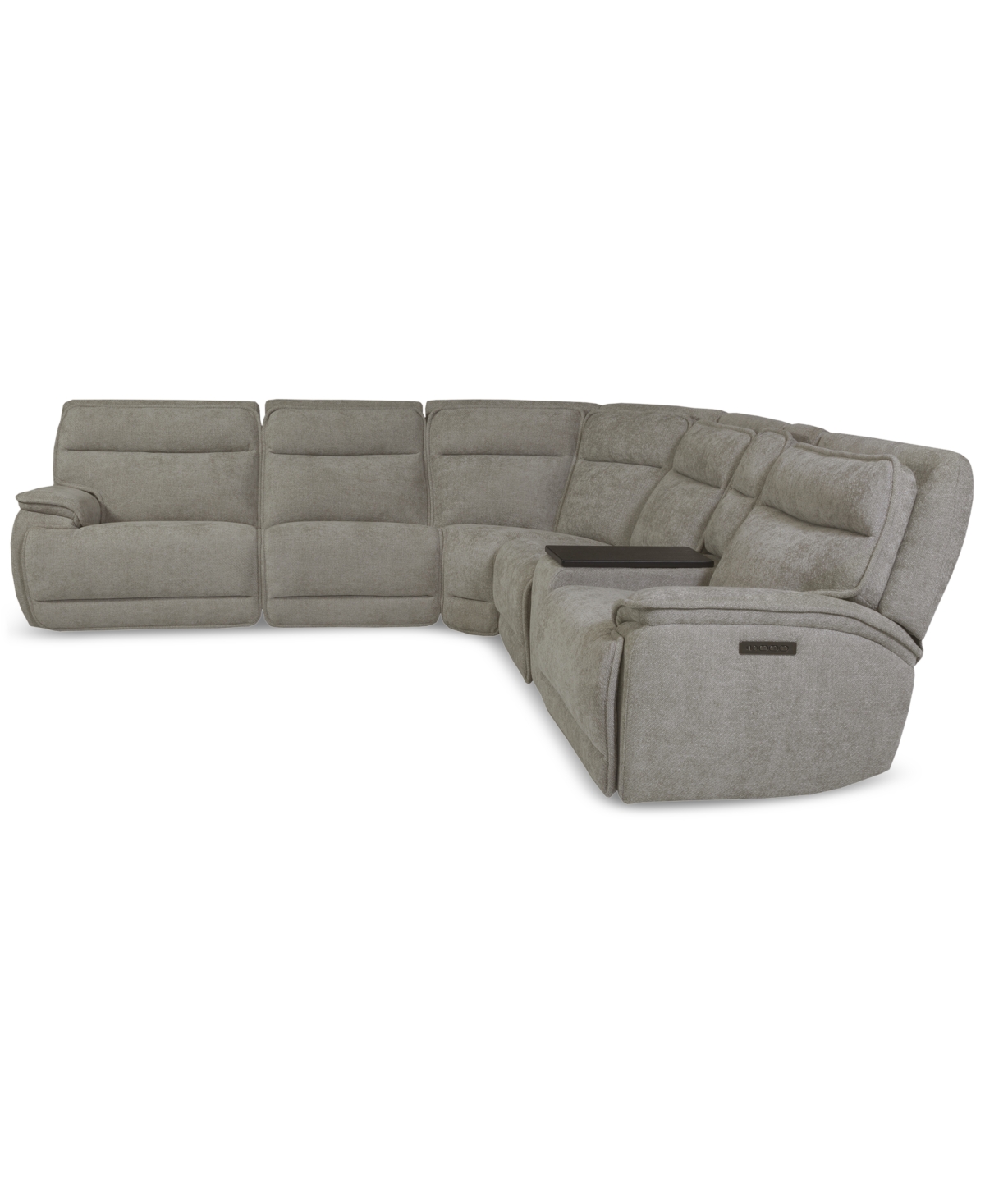 Macy's Ozryn 6-pc. Fabric Sectional With Console And 3 Power Motion Chairs, Exclusively At  In Gray