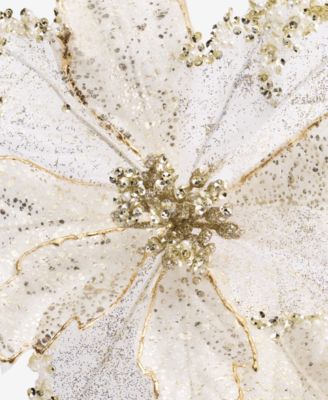 Gilded Glamour White Poinsettia Clip Ornament, Macy's Exclusive