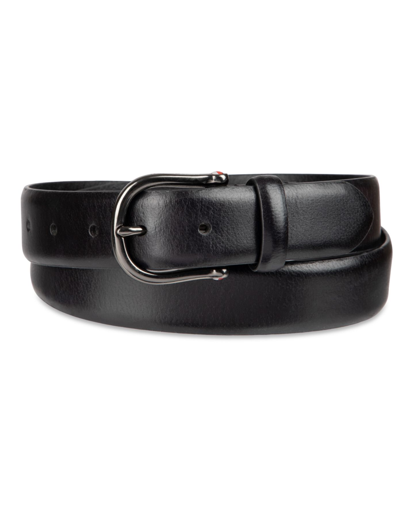 Мужской ремень Tommy Hilfiger Nautical Feather Edge Leather Belt, цвет: Чёрный — фото 1