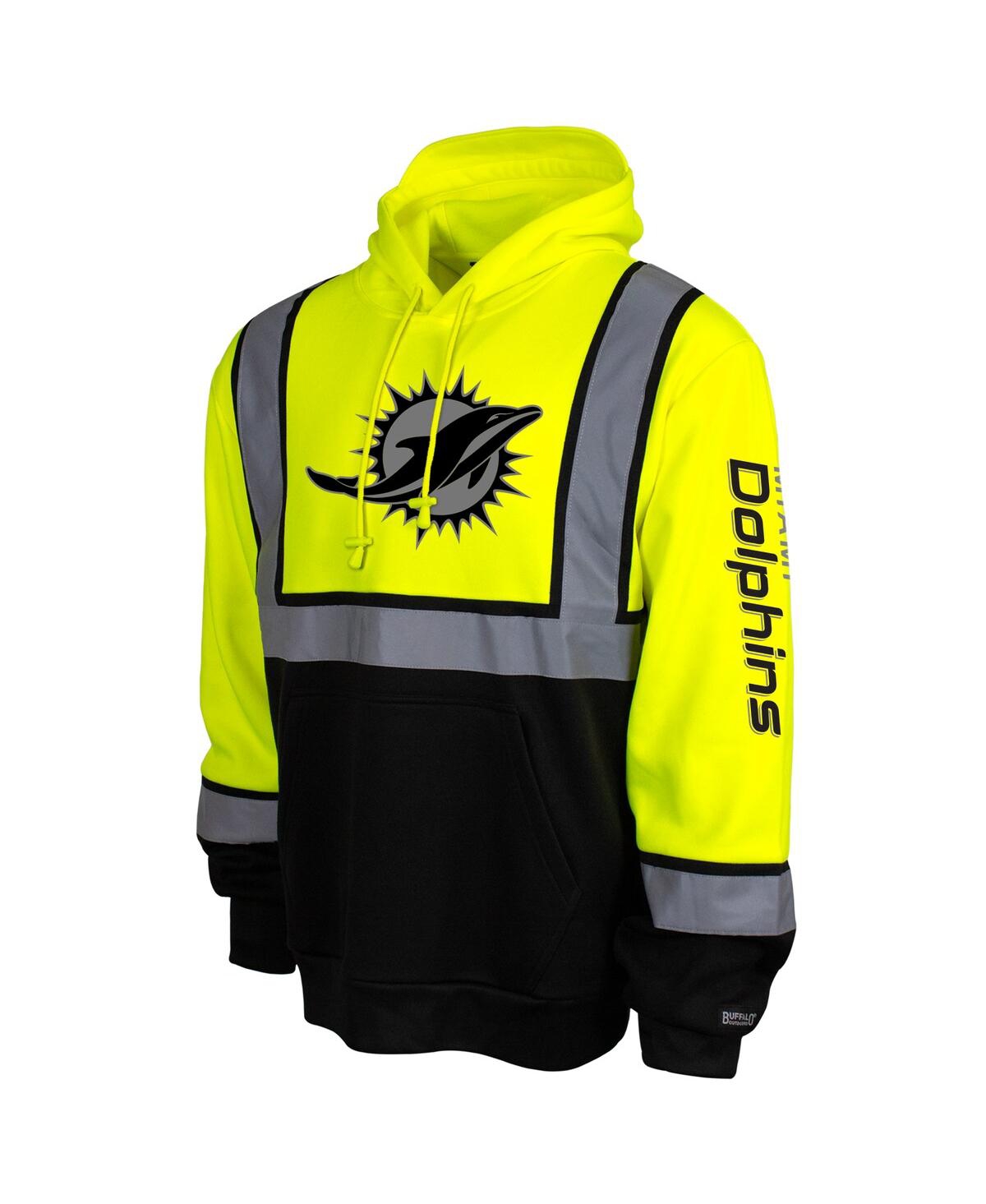 Buffalo Outdoors Men's Yellow Miami Dolphins High-visibility Safety Hooded Sweatshirt In Yellow