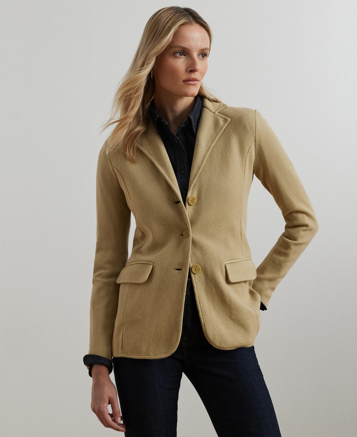 Ralph Lauren Sweater-knit Blazer In Brown