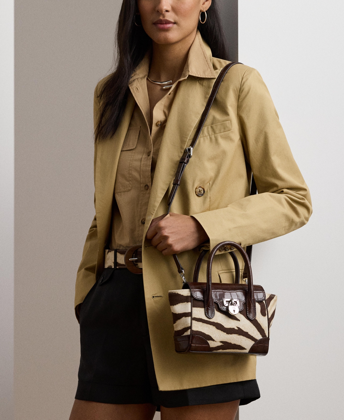 Ralph Lauren Zebra-print Canvas Small Tanner Satchel In Multi