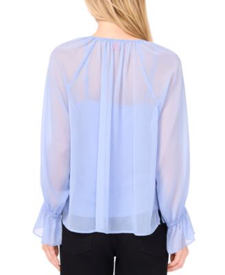 Women's Ruffle-Front Long-Sleeve Blouse