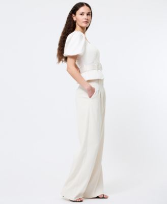 Women's Sateen Puffed-Sleeve Top