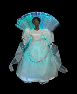 12" Lighted Fiber Optic African American Angel Christmas Tree Topper