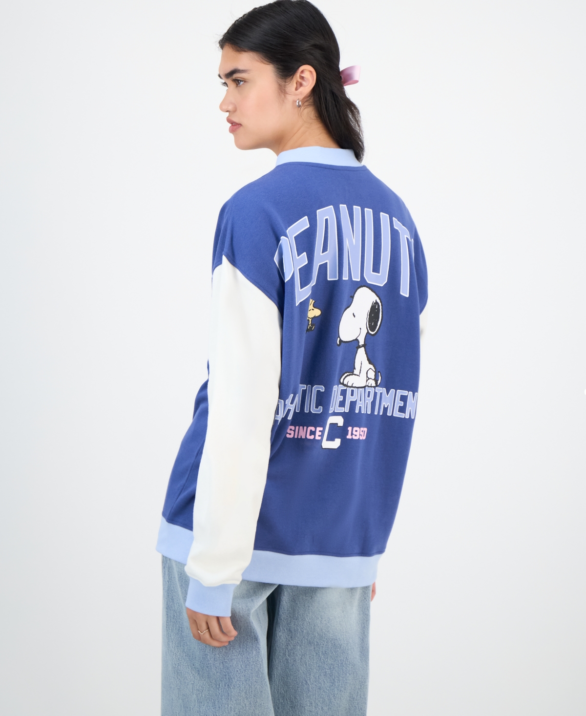 Love Tribe Juniors' Peanuts Fleece Bomber Jacket In Multi