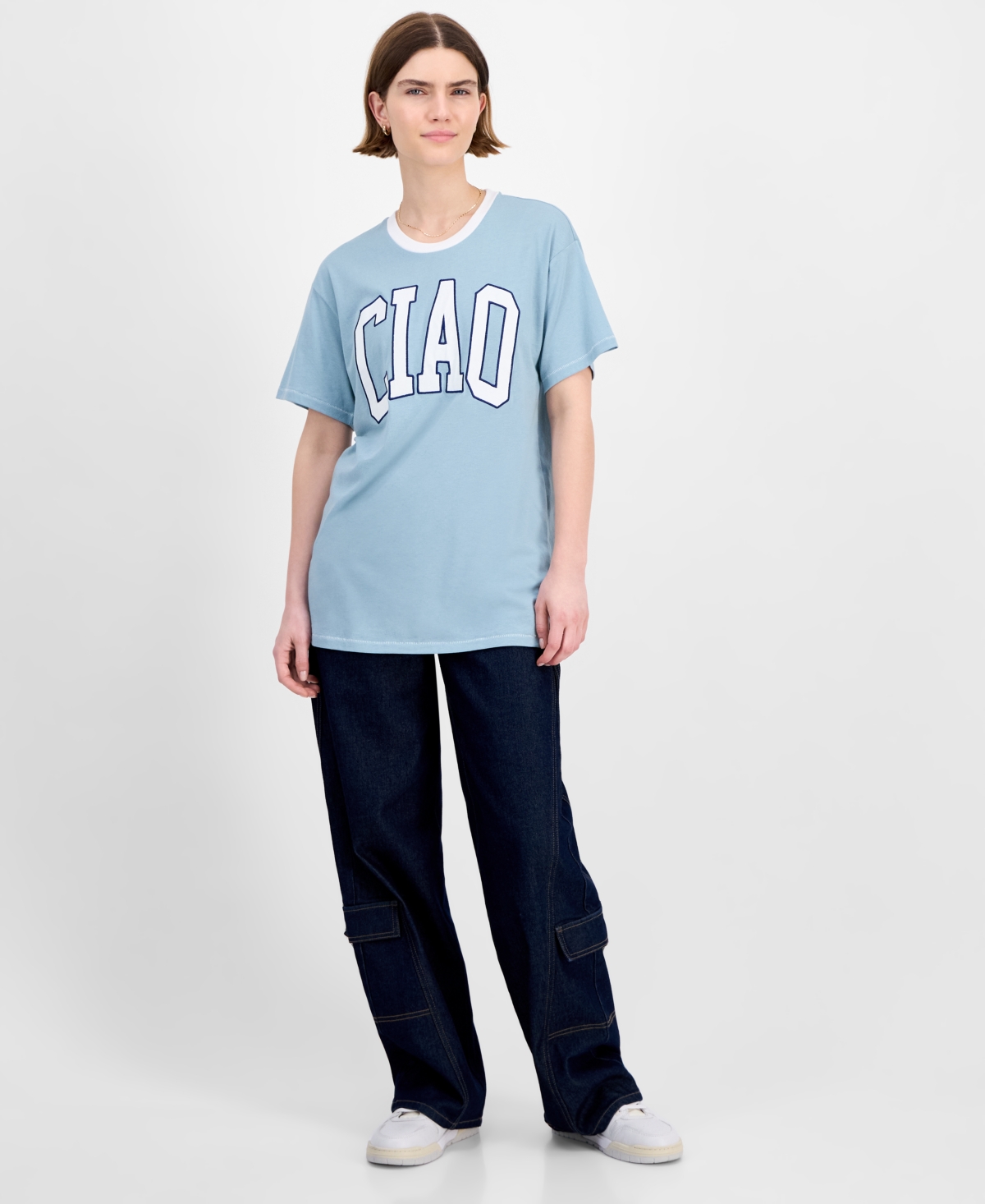 Rebellious One Juniors' Embroidered Ciao T-Shirt