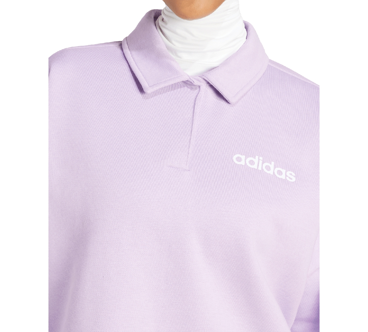 Adidas Originals Women's Essentials Linear Fleece Polo Sweatshirt In Purple
