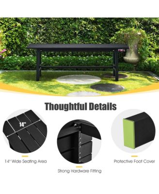 Outdoor HDPE Bench w/ Metal Frame 47'' x 14'' x 16'' for Yard Garden