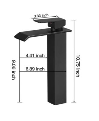 Waterfall Single Hole Single Handle Bathroom Vessel Sink Faucet in Matte Black