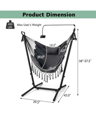 Hammock Chair with Stand Phone Holder Adjustable Swing Indoor & Outdoor Use