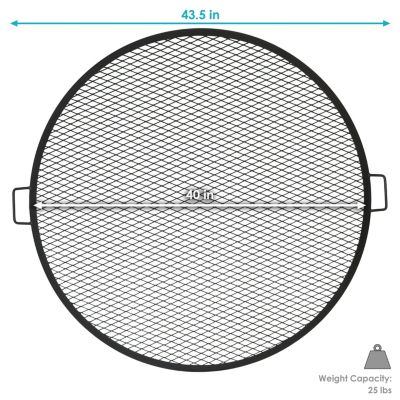 Outdoor Camping or Backyard Heavy-Duty Steel Round X-Marks Fire Pit Cooking Grilling Grate