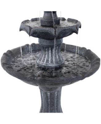 45" H Outdoor Arcade 2-Tier Solar Water Fountain with Battery Backup and LED Light