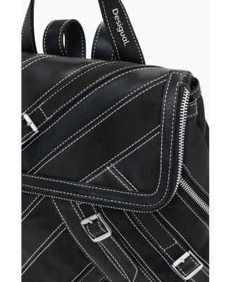 Women's Small faux leather backpack with buckles