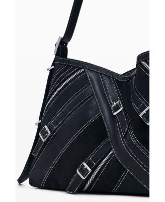 Women's Medium faux leather bag with buckles