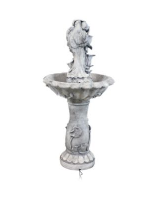 Outdoor Polyresin Fairy Flower Solar Powered Water Fountain Feature with Battery Backup - 42"