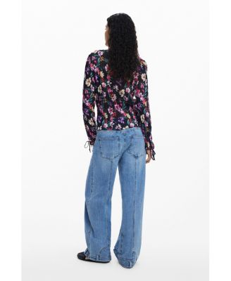 Women's Pleated floral blouse