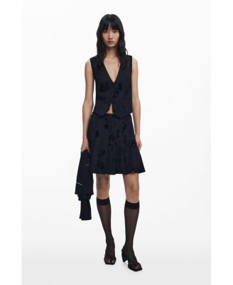 Women's Flocked pleated mini skirt