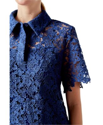 Women's Lace Collared Top