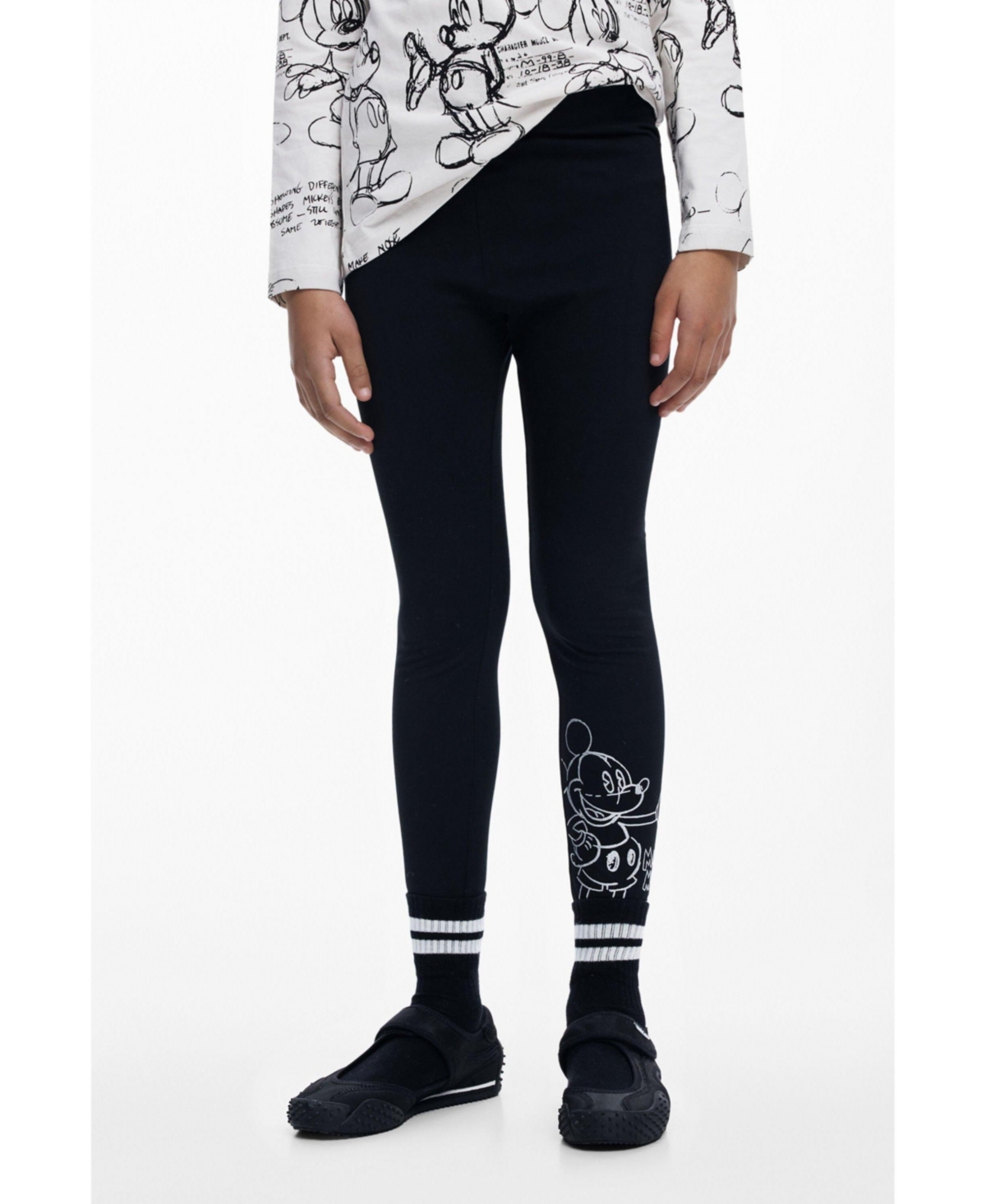 Desigual Girls's Mickey Mouse Leggings In Black